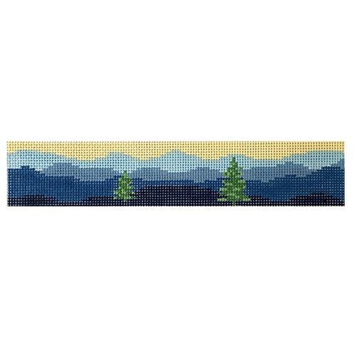 Blue Ridge Key Fob with Trees Painted Canvas Blue Ridge Stitchery 