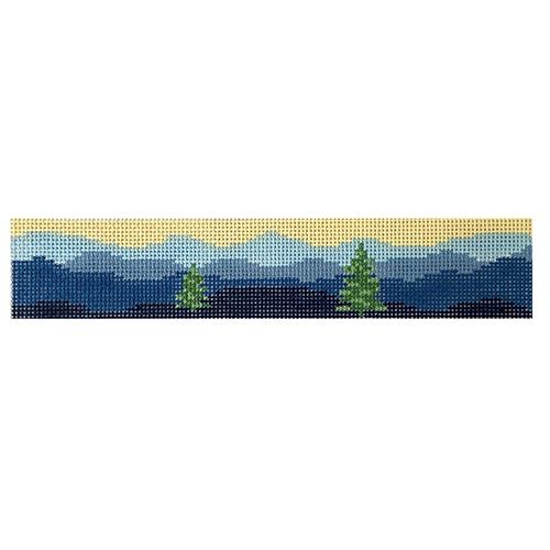 Blue Ridge Key Fob with Trees Painted Canvas Blue Ridge Stitchery  - 1