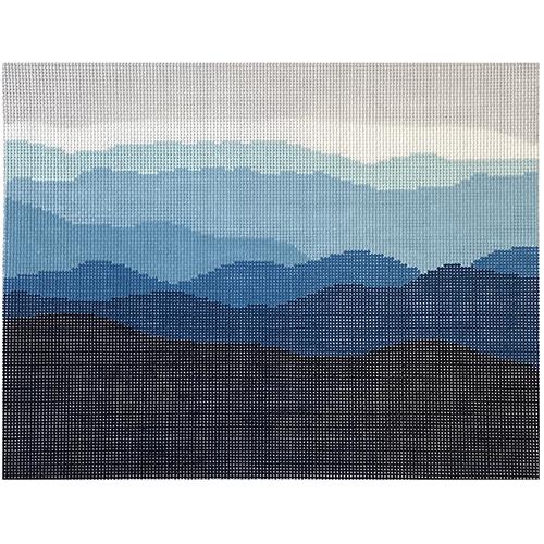 Blue Ridge Mountain Range on 13 Painted Canvas Blue Ridge Stitchery 