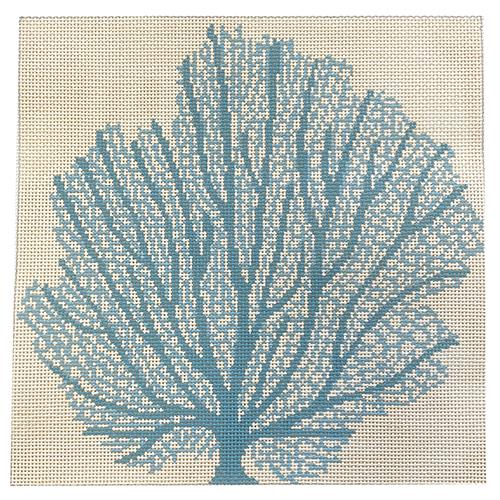 Blue Sea Coral Fan Painted Canvas CBK Needlepoint Collections 