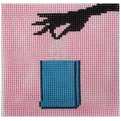 Blue Shopping Bag Painted Canvas The Meredith Collection  - 1