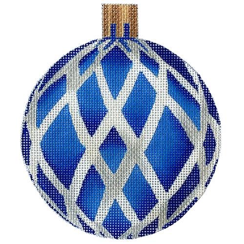 Blue Silver Ornament Painted Canvas All About Stitching/The Collection Design 