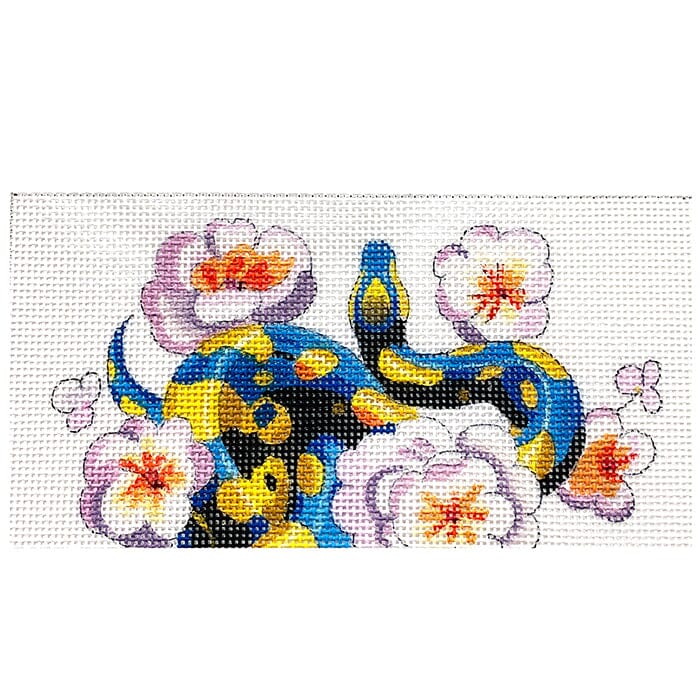 Blue Snake w/Flowers Clutch Insert Painted Canvas Colors of Praise  - 1