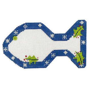 Blue Snowflake Cat Fish Ornament Painted Canvas Danji Designs 
