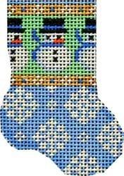 Blue Snowman / Flakes Micro Sock Painted Canvas Associated Talents 