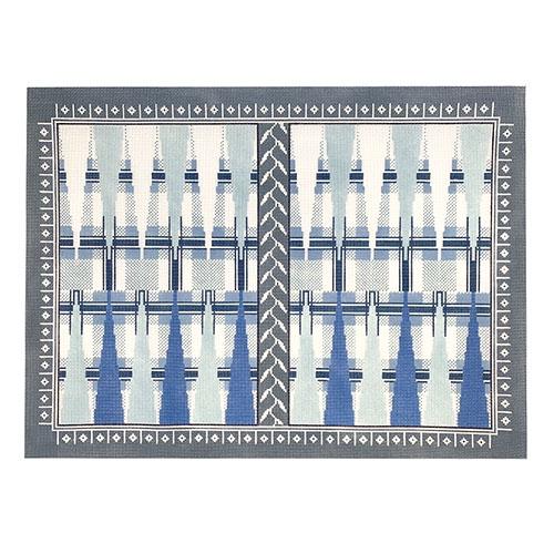 Blue Tartan Backgammon Board Painted Canvas Thorn Alexander  - 1