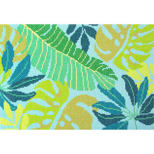 Blue Tropical Printed Canvas Needlepoint To Go 