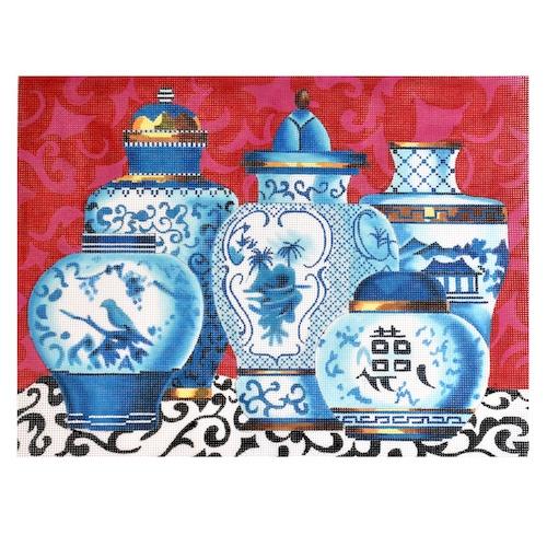 Blue Vases Painted Canvas Colors of Praise 
