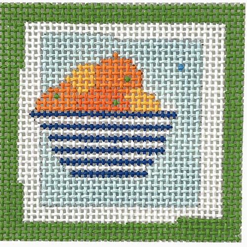 Blue & White Bowl of Oranges Small Square Painted Canvas Pippin  - 1