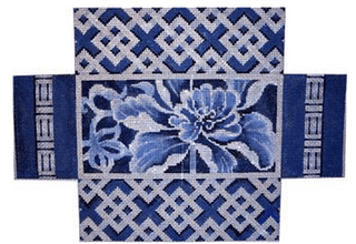 Blue / White Peony Brick Cover Painted Canvas Associated Talents 
