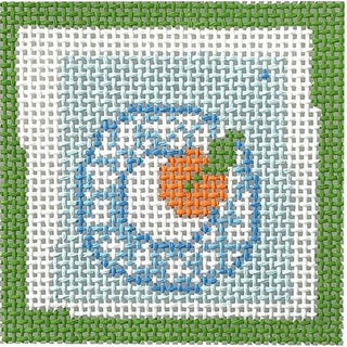 Blue & White Plate with Orange Small Squre Painted Canvas Pippin 
