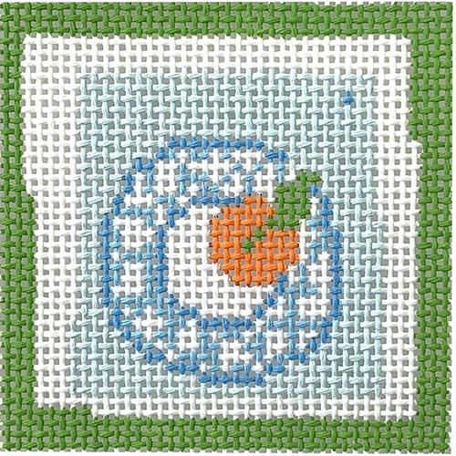 Blue & White Plate with Orange Small Squre Painted Canvas Pippin  - 1