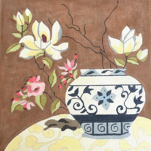 Blue / White Porcelain Jar Painted Canvas Melissa Prince Designs  - 1
