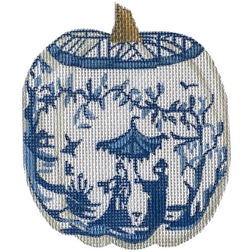 Blue & White Pumpkin - Parasol Painted Canvas All About Stitching/The Collection Design 