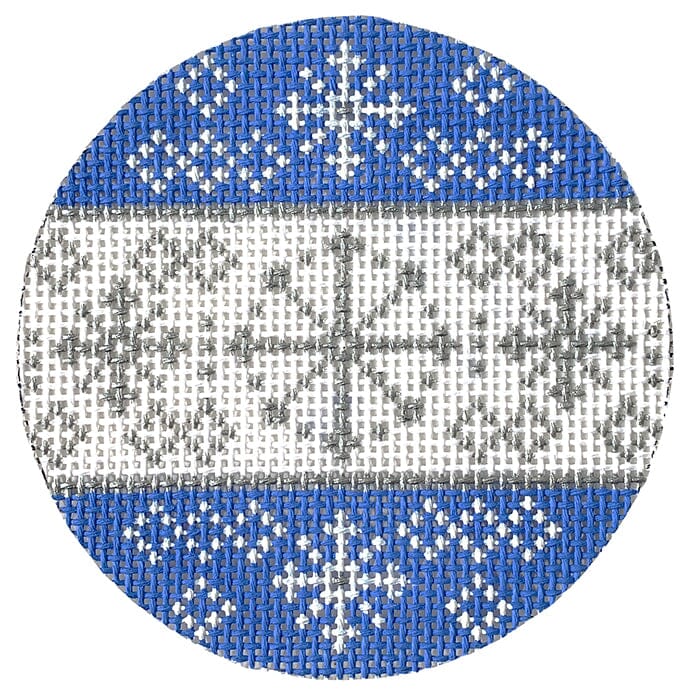 Blue White Silver Ball Painted Canvas CBK Needlepoint Collections 