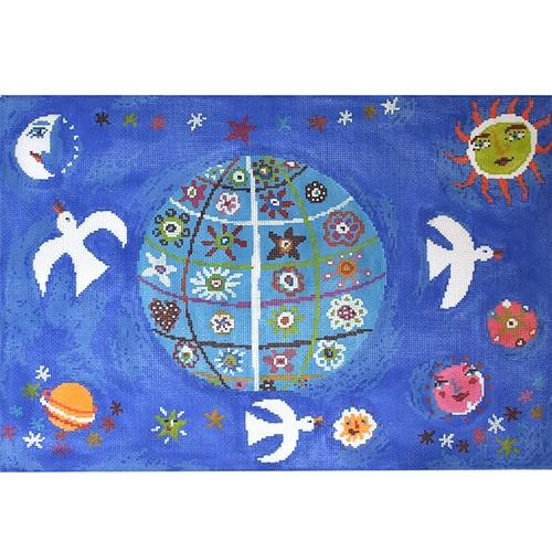 Blue World Painted Canvas Birds of a Feather  - 1