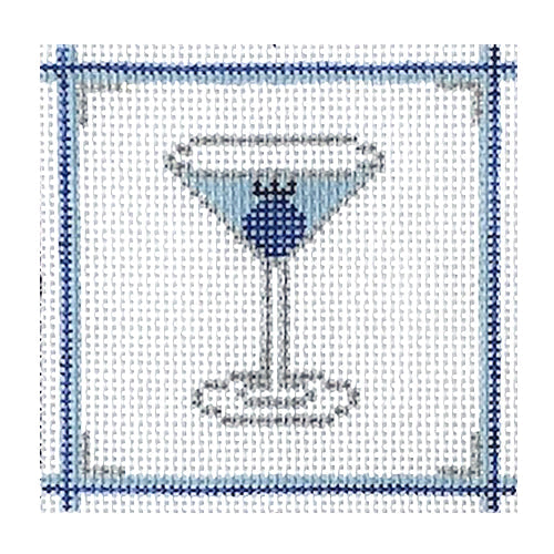 Blueberry Martini Coaster Painted Canvas J. Child Designs  - 1
