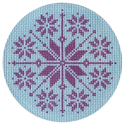 Blue/Purple Nordic Snowflake Round Painted Canvas Pepperberry Designs 