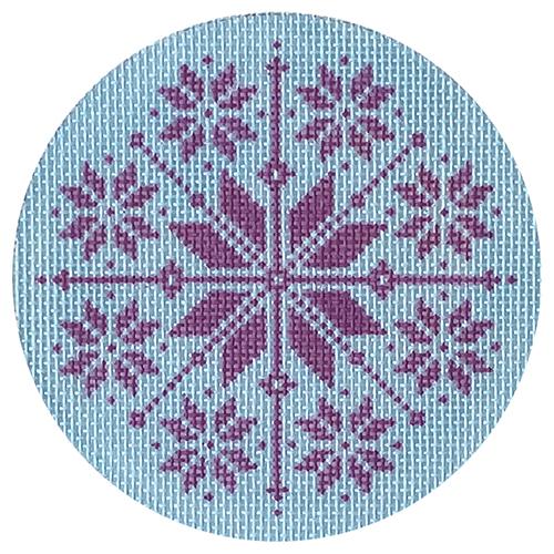 Blue/Purple Nordic Snowflake Round Painted Canvas Pepperberry Designs  - 1