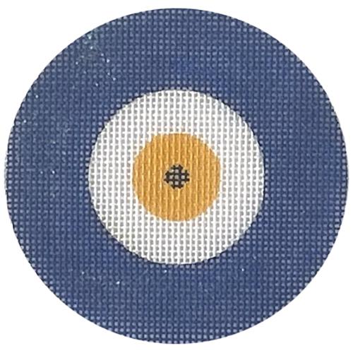 Blue/Yellow Evil Eye with Bead Painted Canvas Funda Scully  - 1
