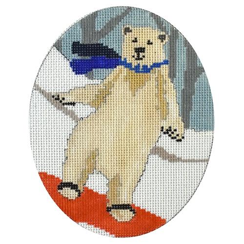 Boarding Bear Ornament Painted Canvas CBK Needlepoint Collections 