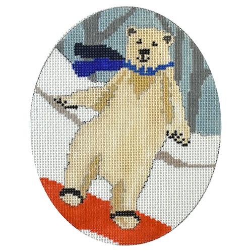 Boarding Bear Ornament Painted Canvas CBK Needlepoint Collections  - 1