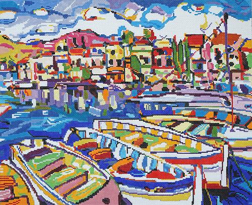 Boats at the Dock Painted Canvas Patti Mann  - 1
