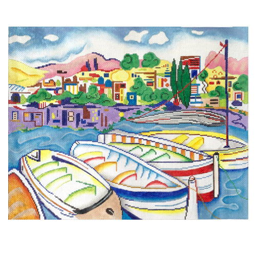 Boats in Soft Colors Painted Canvas Patti Mann 