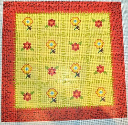 Bohemian Buti   Red Painted Canvas Birds of a Feather  - 1