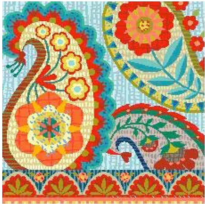 Bohemian Paisley Painted Canvas Birds of a Feather 
