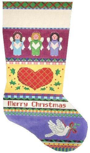 Bold Stripe Angel, Heart and Dove Painted Canvas Susan Roberts Needlepoint Designs, Inc. 