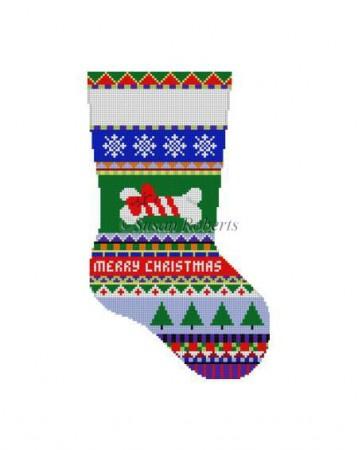 Bold Stripe Dog Bone Stocking Painted Canvas Susan Roberts Needlepoint Designs Inc.  - 1