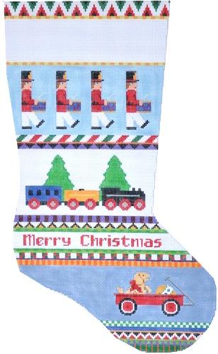 Bold Stripe Drummers and Train Painted Canvas Susan Roberts Needlepoint Designs, Inc. 