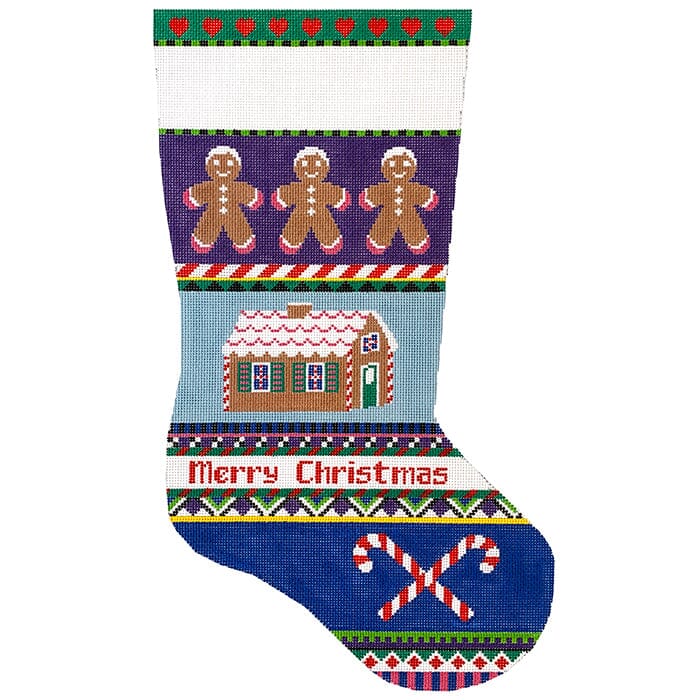 Bold Stripe Gingerbread Stocking #13 Painted Canvas Susan Roberts Needlepoint Designs Inc. 