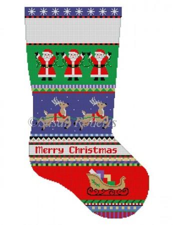 Bold Stripe Reindeers Painted Canvas Susan Roberts Needlepoint Designs Inc.  - 1