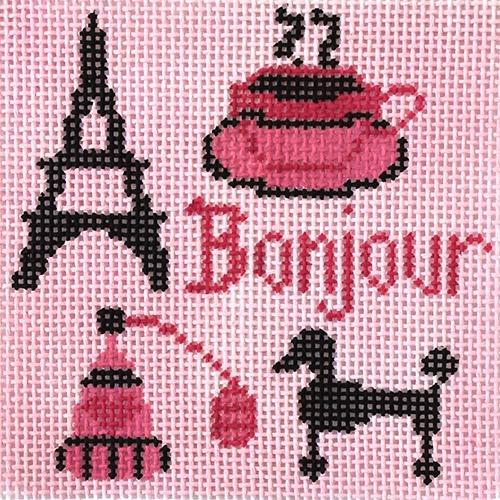 Bonjour Insert Painted Canvas The Meredith Collection  - 1