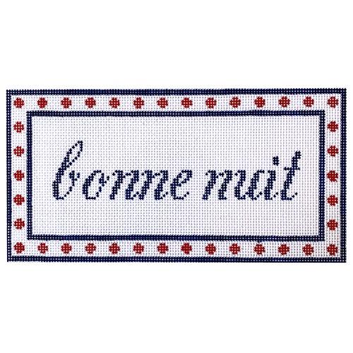 Bonne Nuit   Red Dots Painted Canvas SilverStitch Needlepoint  - 1