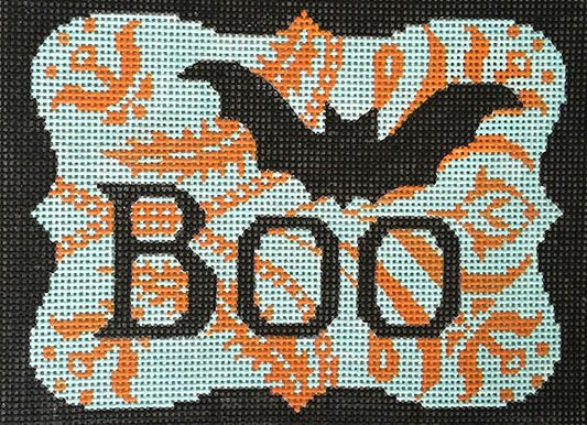 Boo and Bat Painted Canvas Alice Peterson 