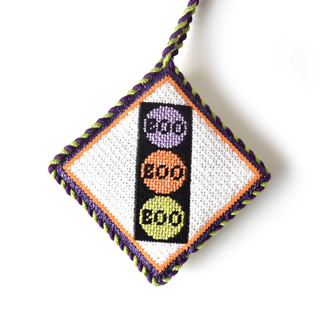 Boo, Boo, Boo Lights Ornament Painted Canvas Kimberly Ann Needlepoint 