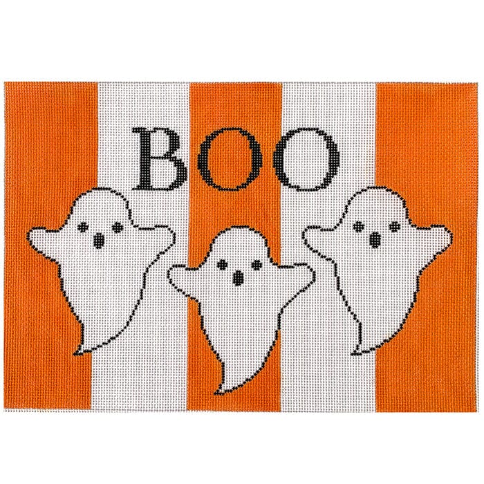 Boo Ghosts on Stripes Painted Canvas Kristine Kingston 