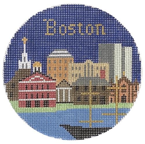 Boston Ornament Painted Canvas Silver Needle 