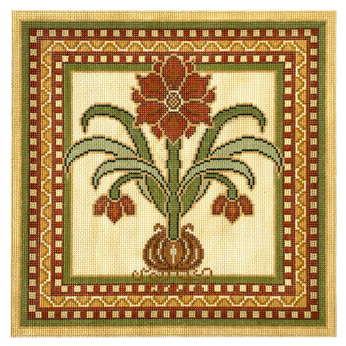 Botanica Floral Insert A in Shades of Orange Painted Canvas CanvasWorks 