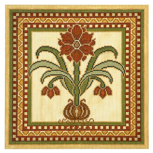 Botanica Floral Insert A in Shades of Orange Painted Canvas CanvasWorks  - 1