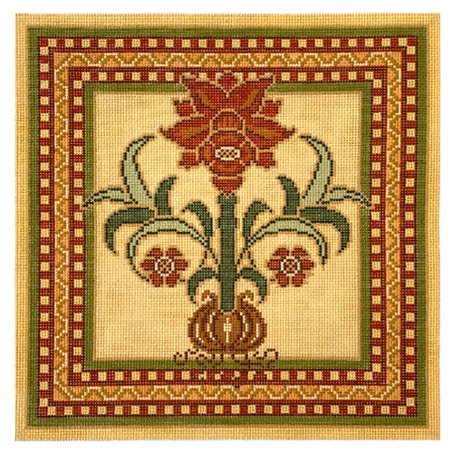 Botanica Floral Insert B in Shades of Orange Painted Canvas CanvasWorks  - 1