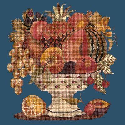 Bowl of Fruit Needlepoint Kit Kits Elizabeth Bradley Design Dark Blue 