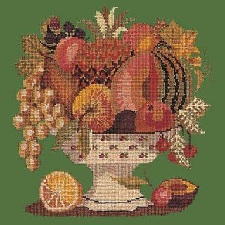 Bowl of Fruit Needlepoint Kit Kits Elizabeth Bradley Design Dark Green 
