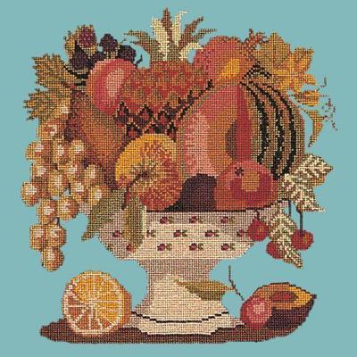 Bowl of Fruit Needlepoint Kit Kits Elizabeth Bradley Design Duck Egg Blue 