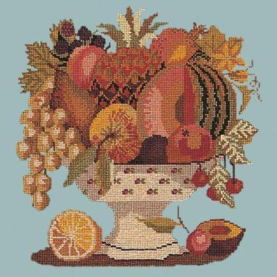 Bowl of Fruit Needlepoint Kit Kits Elizabeth Bradley Design Pale Blue 
