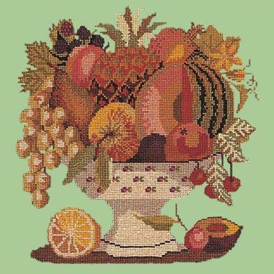 Bowl of Fruit Needlepoint Kit Kits Elizabeth Bradley Design Pale Green 
