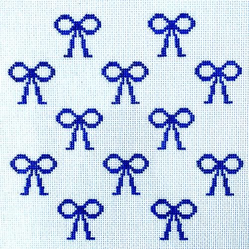 Bows - Blue Painted Canvas SilverStitch Needlepoint 